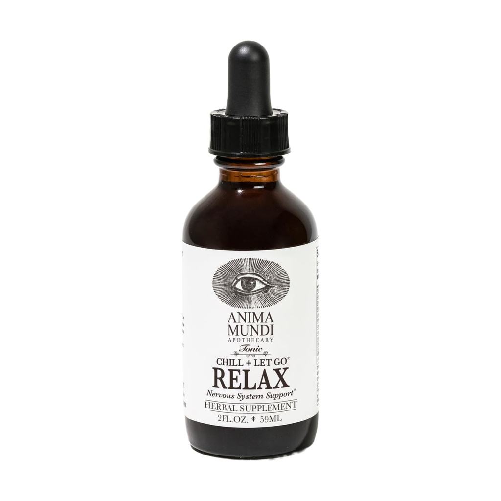 Anima Mundi Apothecary Relax Tonic Nervesystemet Support - Natural Call Aid & Mood Enhancer - Opnå stress Relief med Lemon Balm, Passionflower, Kamille, Ashwagandha Root & Lavender (2 fl oz)