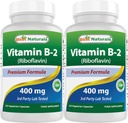 Bedste Naturals vitamin B2 (Riboflavin) 400mg - Migræne Relief - Veggie Kapsler - Conezyme Precursor - 120 Count (120 Count (pakke med 2))