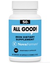NovaFerrum All Good Measures 124; Iron Capsule Supplements for Voksen124; Anæmi Measurement 124; 50mg af Iron Measurement 124; Sugar Free Measurement 124; Vegan Measurement 124; Gluten Free