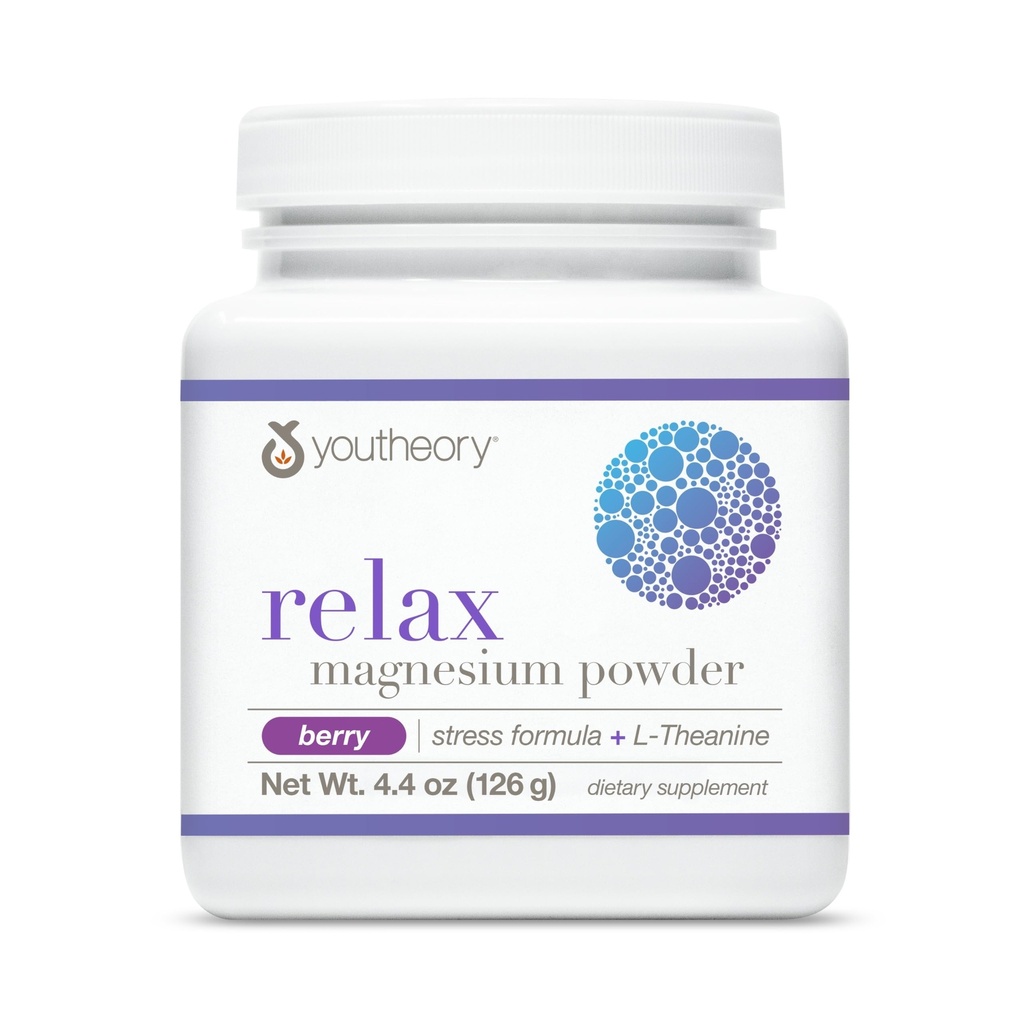 Youtory Relax Magnesium Powder - Vegansk Stress Relief tillæg med L- Theanine & GABA * - Understøtter afslapning * - Dairy, Soy & Gluten Free - Berry, 4.4 oz