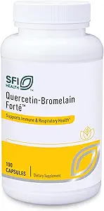 Klaire Labs SFI Health Quercetin- Bromelain Forte - Immuno & Sæsonstøtte Enzymer med Pancreatic, Proteolytic, Bromelain, Papain Enzymes & Bioflavonoider (100 kapsler)