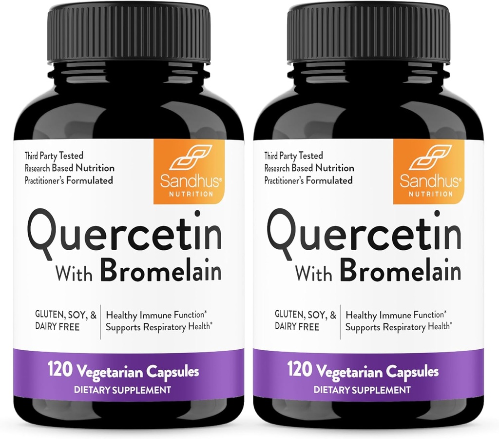 Sandhus Quercetin med bromelain Vegetarian Capsules Supplements 120 Count (pakke med 2)