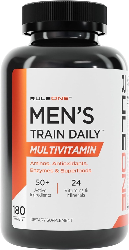 Regel 1 R1 Men 's Train Daily - 180 Tabletter - Sport Multivitamin med Aminos, Antioxidanter, Enzymes & Superfoods - 60 Servere