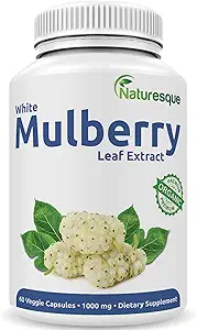 Naturesque White Mulberry Leaf Extract 124; 1000mg 60 Vegansk Kapsler 124; Non- GMO og Gluten Free Herbal supplement