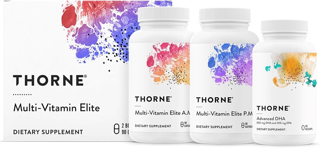 THORNE - Dag & Nat Wellness Bundle - Multi- Vitamin Elite + Advanced DHA - 30 Servering