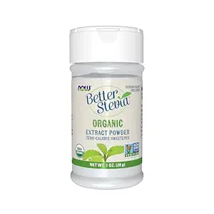 Now Foods, Certified Organic Better Stevia, Extract Powder, Zero- Calorie Sweetener, Certified Non- GMO, 1- Ounce (Pack of 1)