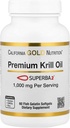California Gold Nutrition Premium Krill Oil med Superba2 Bioavailable Omega- 3s fra Antarktis Krill - Heart & Brain Health Support - Gluten Free, Non- GMO - 1000 mg - 60 Fish Gelatine Softels