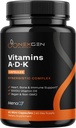 Høj Absorption ADK Vitamin Supplement - Vegan Vitamin D3 K2 MK7 & A til Calcium Regulering Plus Knoglehjerte Thyroid & immunforsvar - Vitamin ADK med 5000IE D3 Non GMO & Gluten Free (2 måneder)