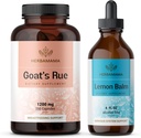 HERBAMAMA Goats Rue og Lemon Balm Kit - Bundle of 1200 mg Goats Rue Capsules & Lemon Balm Liquid Drops 4 fl oz - Vegan, Non- GMO, Sugar & Alcohol- Free - 2 Pack