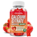 Calcium Citrate Gummies, Sugar Free Calcium Citrate 1000mg for muskler sund, Absorption Calciumtilskud til voksne & børn, Jordbær, 60 Greve