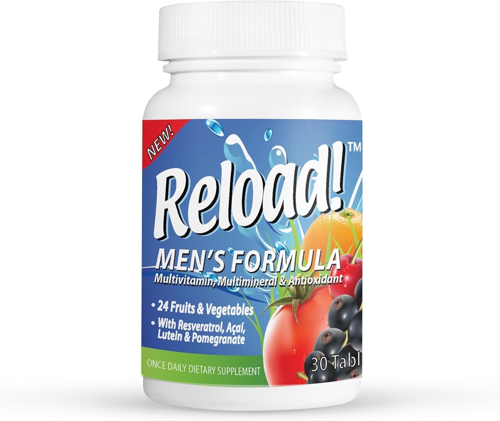 Genlad! for mænd, Alle naturlige, Multivitamin, Multimineral, og antioxidant, med 24 frugter og grøntsager! 1 måned Tilgang.