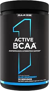 Regel 1 Active BCAA - Performance, Hydration, og Inddrivelse Support med 5g BCAAs + Electrolytes, L- Glutamin, og Citrulline (30 Servere, Blå Hindbær)