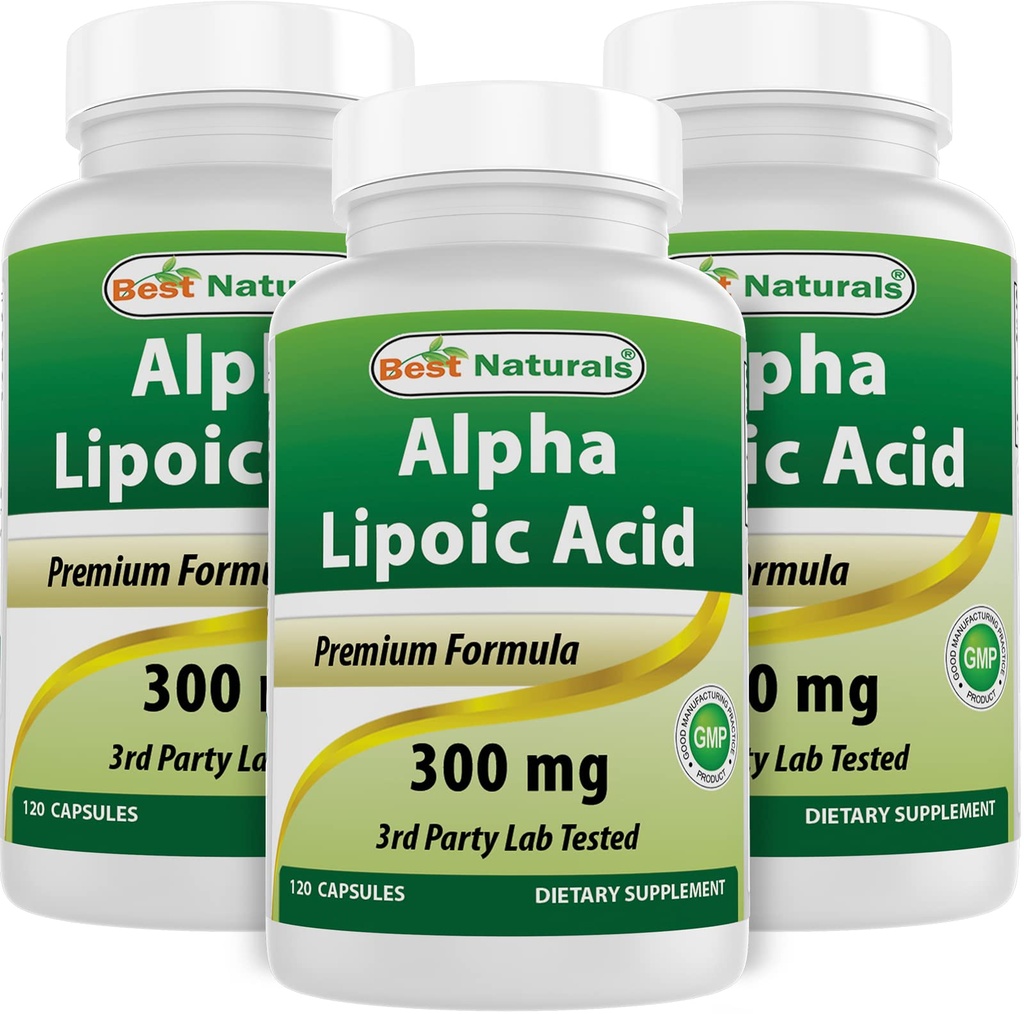 Bedste Naturals Alpha Lipoic Acid 300 mg 120 Kapsler (120 Tæl (pakning med 3))