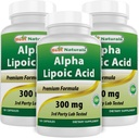 Bedste Naturals Alpha Lipoic Acid 300 mg 120 Kapsler (120 Tæl (pakning med 3))