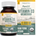 Organic Vitamin D3 5000 IE - 100% Hel Mad & Plant- Based Cholecalciferol Form, 100% Vegan Vitamin D - Forbedret med Prebiotic & Superfood Complex - Organic, Vegan, GMO & Gluten Free (60 kapsler)