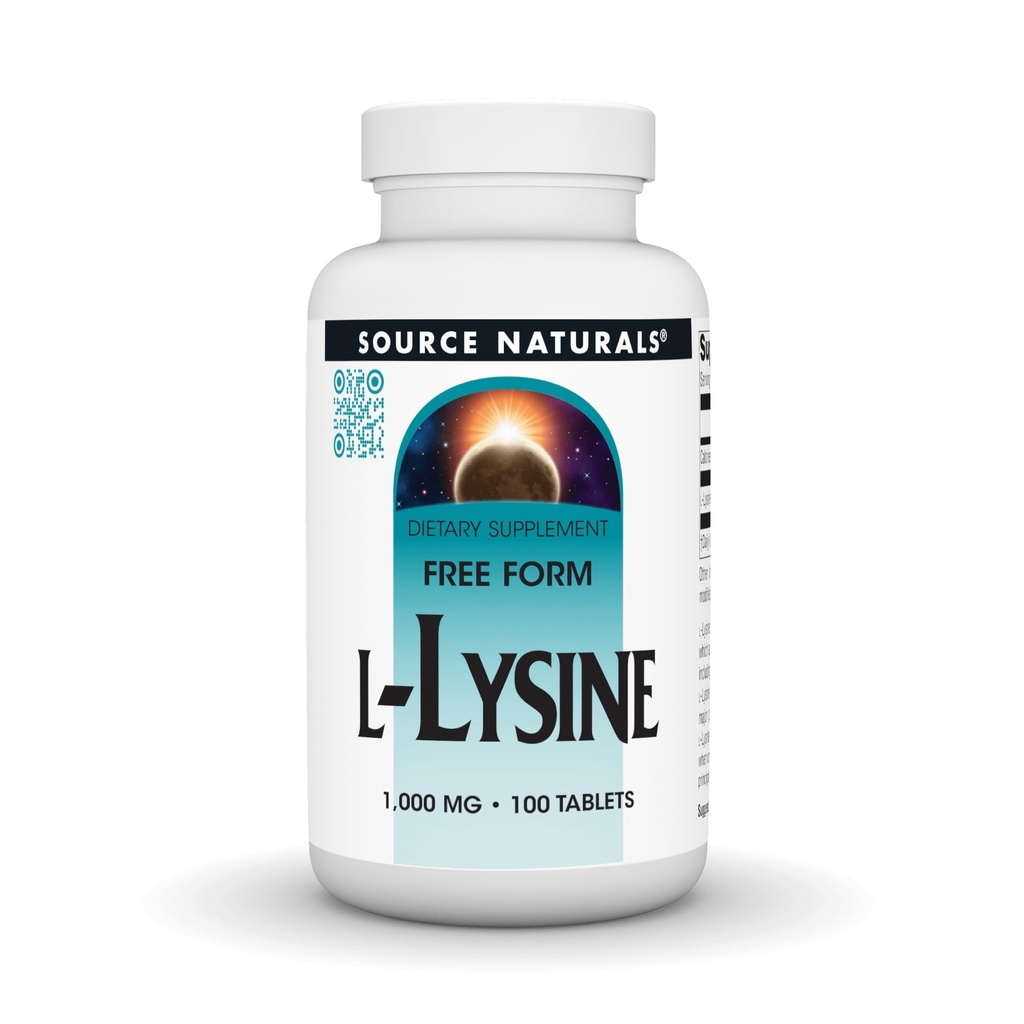 Kilde Naturals L- Lysin Free Form, 1000 mg - Aminosyretilskud understøtter energidannelse & kollagen * - 100 tabletter