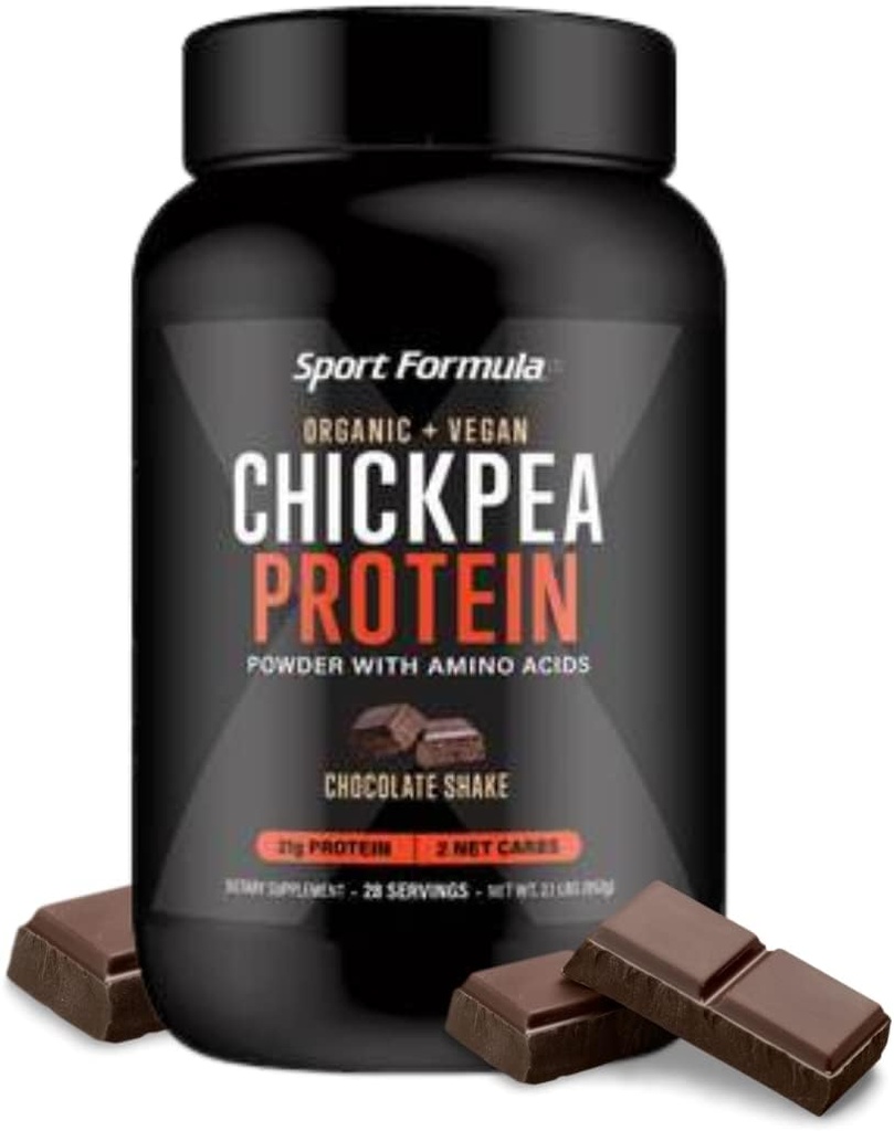 Sport Formel Kikært Proteinpulver, Økologisk og Vegansk Plant baseret Protein, Alle naturlige Proteinpulver med essentielle Aminosyrer, Chokolade Flavor, kun 2 netto Carbs med 21 Bedste Protein