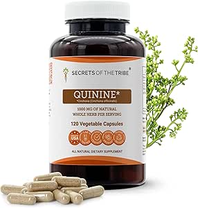 Secrets of the Tribe Quinine Capsules 1000 mg Wildcrafted Quinine (Cinchona officinalis) Tørret Bark, Leg Cramp Support Supplement (120 kapsler)
