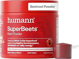Humann SuperBeets Beetroot Powder - nitrogenoxid boost for blodtryk, cirkulation & hjerte sundhed support - non-GMO superfood supplement - Original Apple Flavor, 30 Serveringer
