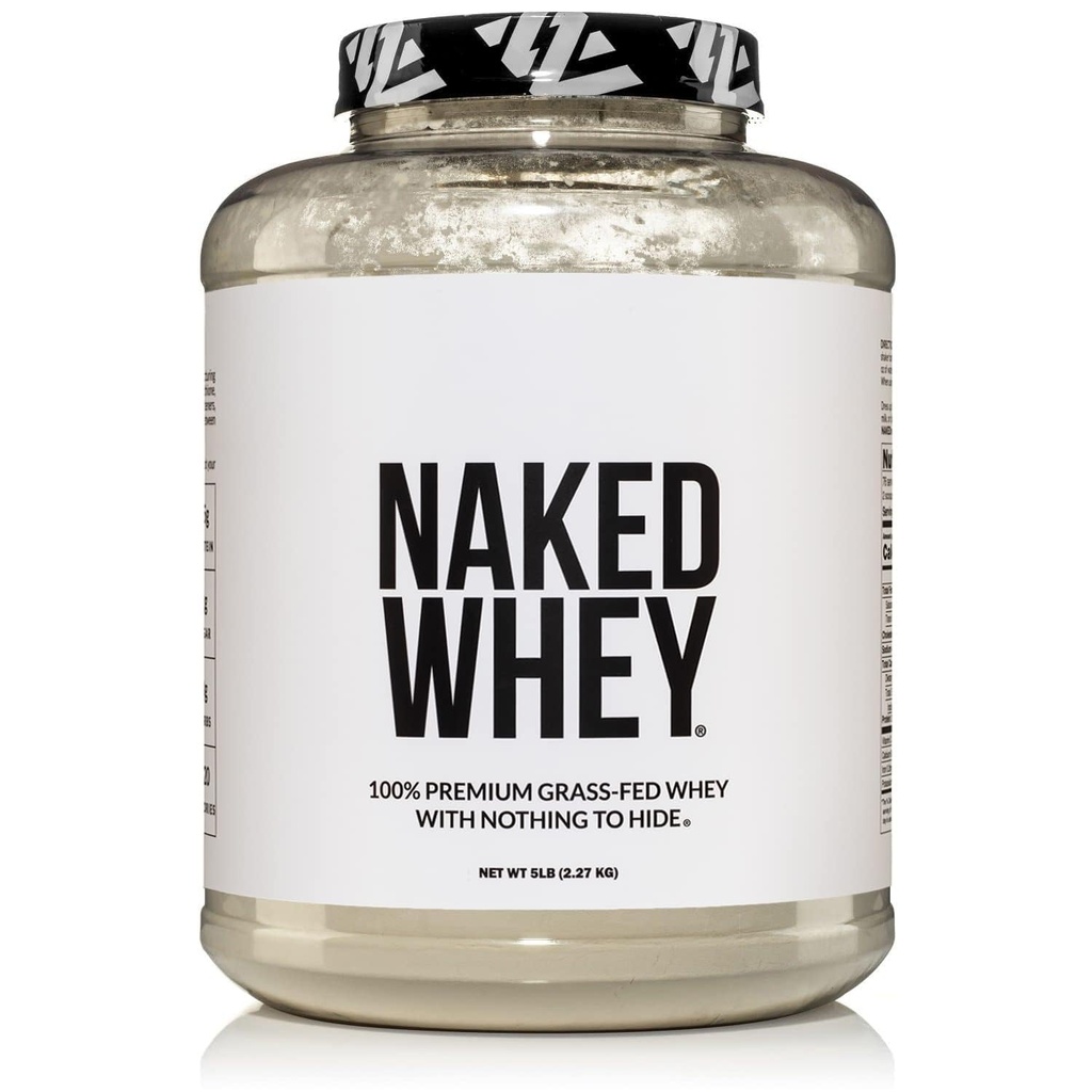 NAKED WHEY 5LB 100% Grass Fed Unflavored Whey Protein Powder - kun 1 ingredient, ikke denatureret - Ingen GMO, Soy eller Gluten - Ingen konserveringsmidler - Fremme muskelvækst og inddrivelse - 76 Servere