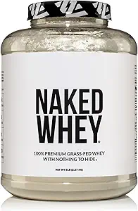 NAKED WHEY 5LB 100% Grass Fed Unflavored Whey Protein Powder - kun 1 ingredient, ikke denatureret - Ingen GMO, Soy eller Gluten - Ingen konserveringsmidler - Fremme muskelvækst og inddrivelse - 76 Servere