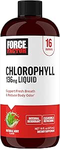 FORCE FACTOR Chlorophyll flydende krop deodorizing supplement, frisk ånde og krop naturligt, fremstillet med ingen kunstige sødestoffer eller farver, non-GMO, naturlige Mint Flavor, 16 oz.