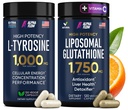(Bundle) L Tyrosine 1000mg & Liposomal Glutathione 1750mg - All- Natural Focus, Energy, and Liver Support - Non-GMO, Gluten- Free, Vegan - 270 Kapsler i alt