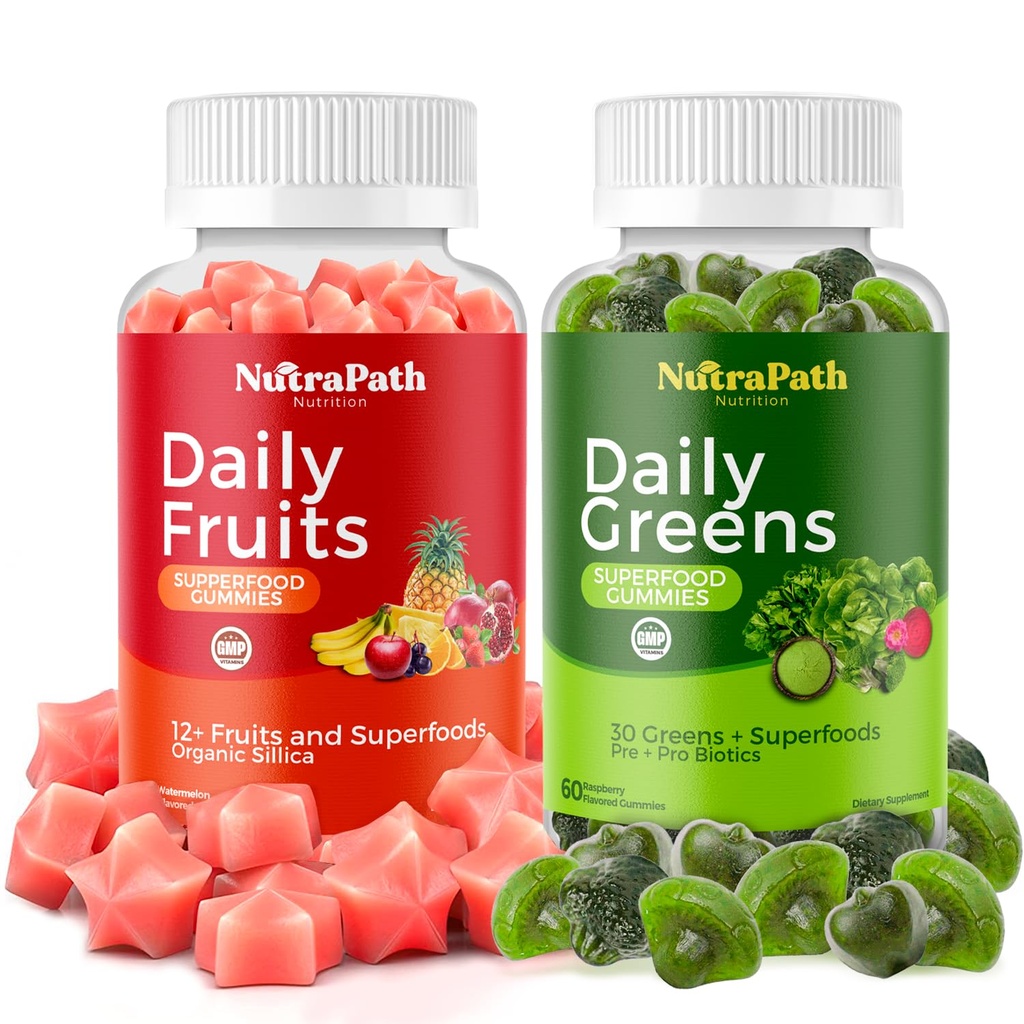 Superfood frugter og grøntsager Gummier (120 tyggegummi), 12 + Superfrugt & 30 grøntsager, frugt & urter, frugt og grøntsager vitaminer, non-GMO, pectin- baseret, gluten- fri