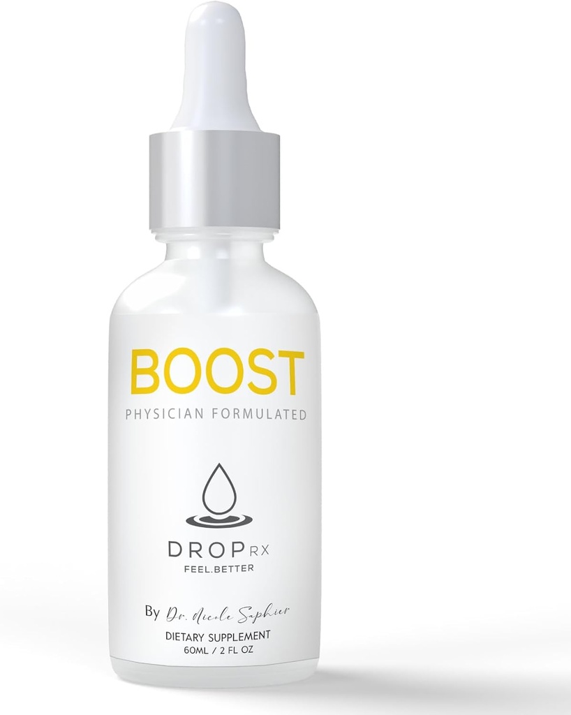 DropRx Boost af Dr. Nicole Saphier - Maca Root, Ashwagandha, Lions Mane & pebermynte Leaf Extract for Vitality Support, Non- GMO, Vegan, Gluten- Free, Kosher, Made in USA (2 Fl Oz)