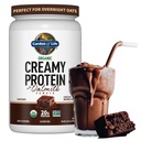 Livets have Creamy Organic Vegan Protein Powder + OatMilk, 20g Complete Plant Based Protein, Coconut Water, MCTs, Sprøjtede Korn, Prebiotika, Probiotika - Gluten- Free, Chocolate Brownie, 2 LBS