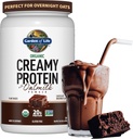 Livets have Creamy Organic Vegan Protein Powder + OatMilk, 20g Complete Plant Based Protein, Coconut Water, MCTs, Sprøjtede Korn, Prebiotika, Probiotika - Gluten- Free, Chocolate Brownie, 2 LBS