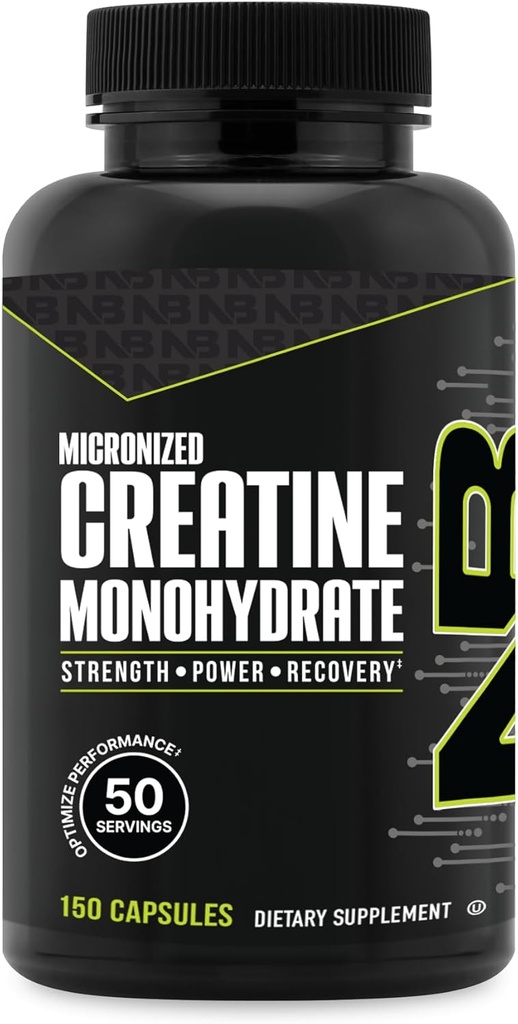 NutraBio Pure Micronized Creatine Monohydrate Capsules, Creatine Pills, Supports Bulk Muscle Energy, Recovery, and Strength - Keto Friendly, Kosher, Creatine Nutritional Supplement for Men and Women