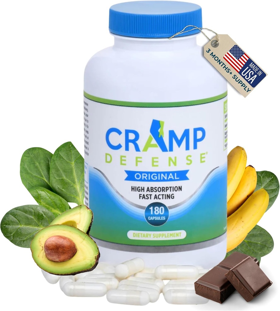 Cramp Defense ® til Leg Cramp & Muscle Cramp Relief (i løbet af dagen & om natten.) Magnesiumtillæg Lavet i USA. 3-6 måneders forsyning per flaske. Indeholder Truemag ® til Max Absorption. 1 + Million Solgt.