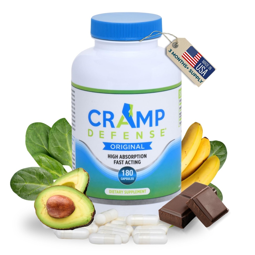 Cramp Defense ® til Leg Cramp & Muscle Cramp Relief (i løbet af dagen & om natten.) Magnesiumtillæg Lavet i USA. 3-6 måneders forsyning per flaske. Indeholder Truemag ® til Max Absorption. 1 + Million Solgt.