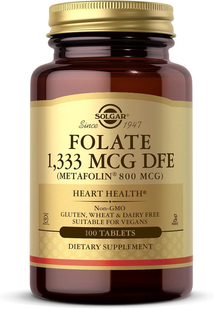 Solgar Folate 1333 MCG DFE Metafolin ® 800 mcg tabletter, Original, 8 Ounce