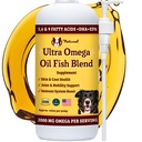 Natural Dog Company Ultra Omega Oil for Dogs a 2000 MG Omega 3, 6, 9 med laks, Pollock & Flaxseed Oil, EPA & DHA, Hundetillæg for hud, Coat, Joints, Allergi & Itch Relief, Hundefiskeolie 16oz