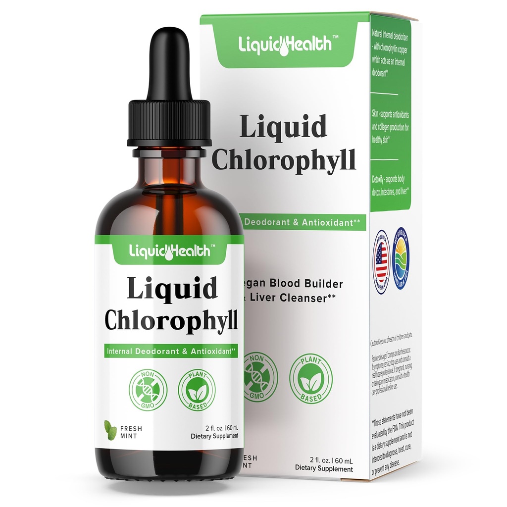 LIQUIDSUNDY Flydende Chlorophyll dråber - Intern Deodorizer, Lever Detox, immunforsvar, Promote Collagen til hår & hud, Stop dårlige åndedræt, Reducere Appetite - Lavet i USA, Vegan, Non- GMO (2 oz)