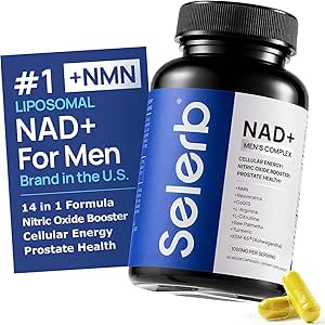 NAD + Kosttilskud til mænd - Kvælstoxidprostatatilskud til mænd med Resveratrol, CoQ10, L Citrullin og Lycopen til anti-aging, Stamina og cellulær energistøtte 60 kapsler