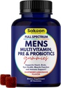 Sakoon ernæring Mænd Multivitamin Gummies med Probiotika og Prebiotika, Voksen Multivitamin A, C, D, E, B & Mere, Support Immun, Energi, Sundhed, 60 Greve
