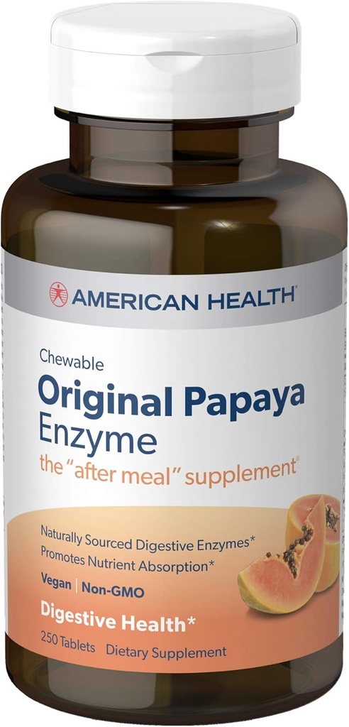 Amerikansk Health Products - Original Papaya Enzyme, 250 tyggetabletter