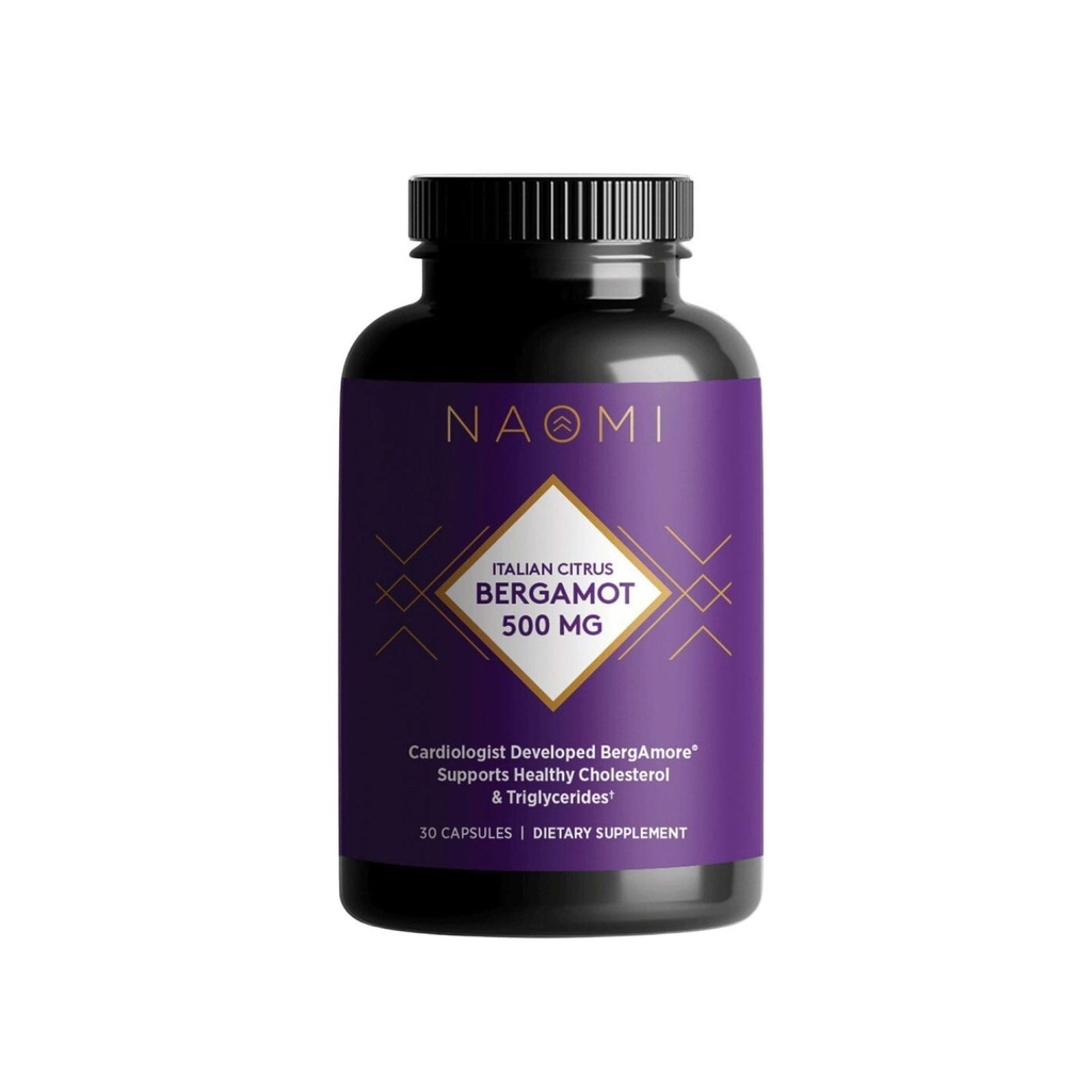 NAOMI Italiensk Citrus Bergamot 500mg Awards- Winning Kardiolog Dvlpd til støtte Sund Cholesterol & Triglyceride Niveauer allerede i normalområdet, w / 7 Key Polyphenoler, Bergamot, VIT C, 30-Day Supply