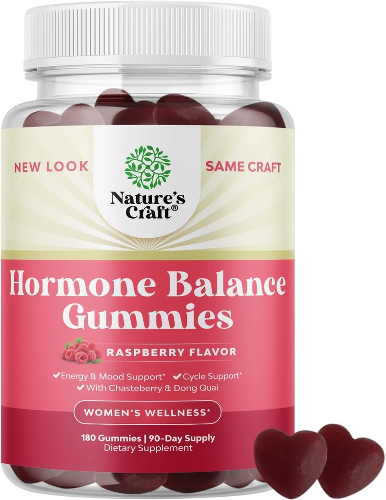 Hormone Balance for Women Gummies of All Ages - PMS Support Supplement for Women to Support Menstrual Cycle & Hormonal Balance Menopause & Mood Swings with Vitamin B6 & Dong Quai - 180 Chews
