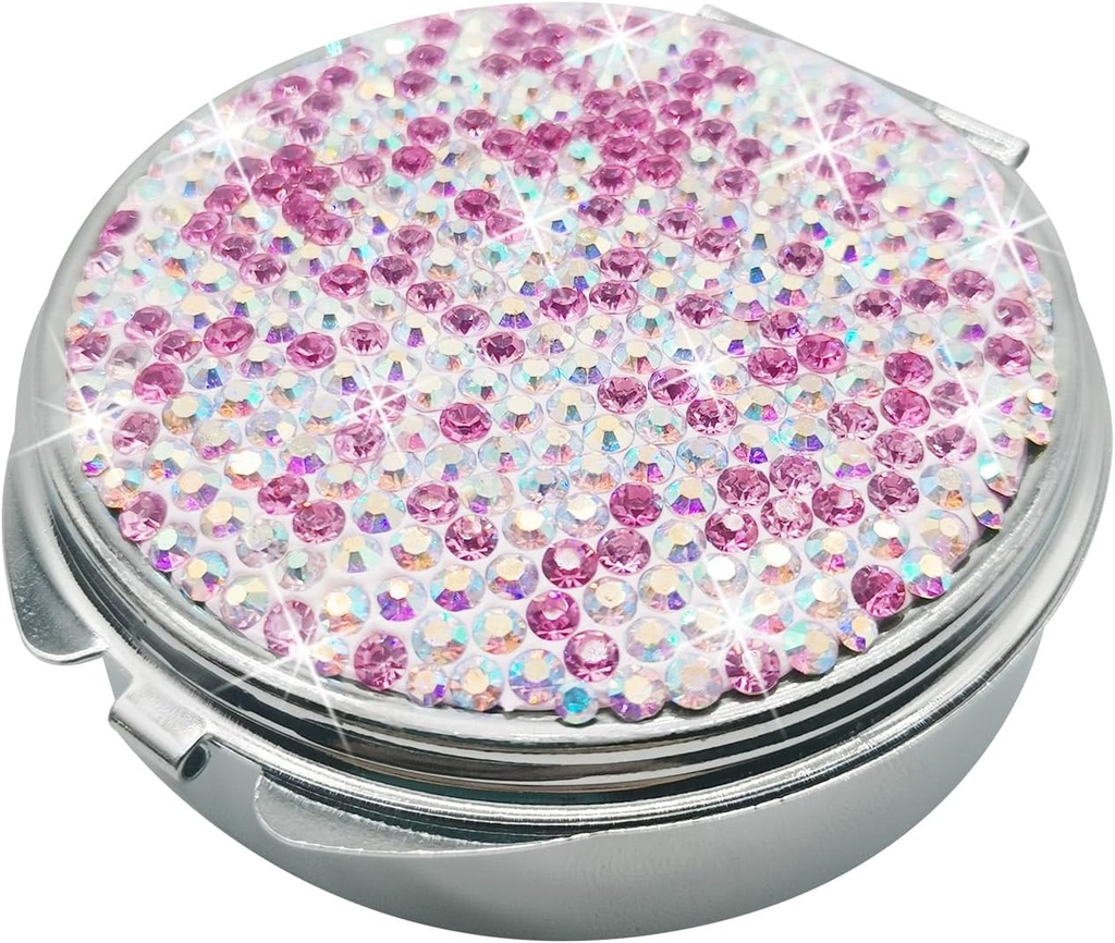 Bling Pill sag for Purse Medicine Vitamin Container Holder Pocket Pill sag Round Medicine Organizer for Vitamin / Fish Oliils / Supplement Travel Medicine Kit (3 Segment Pink)