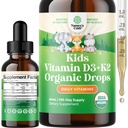 Natures Craft Kids Vitamin D3 K2 Drops - Organic Vitamin D for Kids for Strong Bones & Joints - Spædbørn, Babyer & Toddler Immunsupport Drops flydende supplement - 60 ml flaske