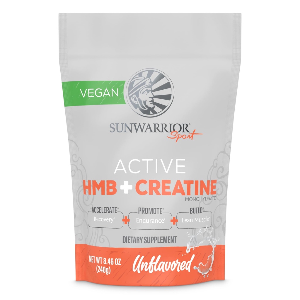 Sunwarrior HMB + Creatinine Monohydrat Powder Mikroniseret PreWorkout Leucin Inddrivelse Supplement for mænd & kvinder 240g Pouch
