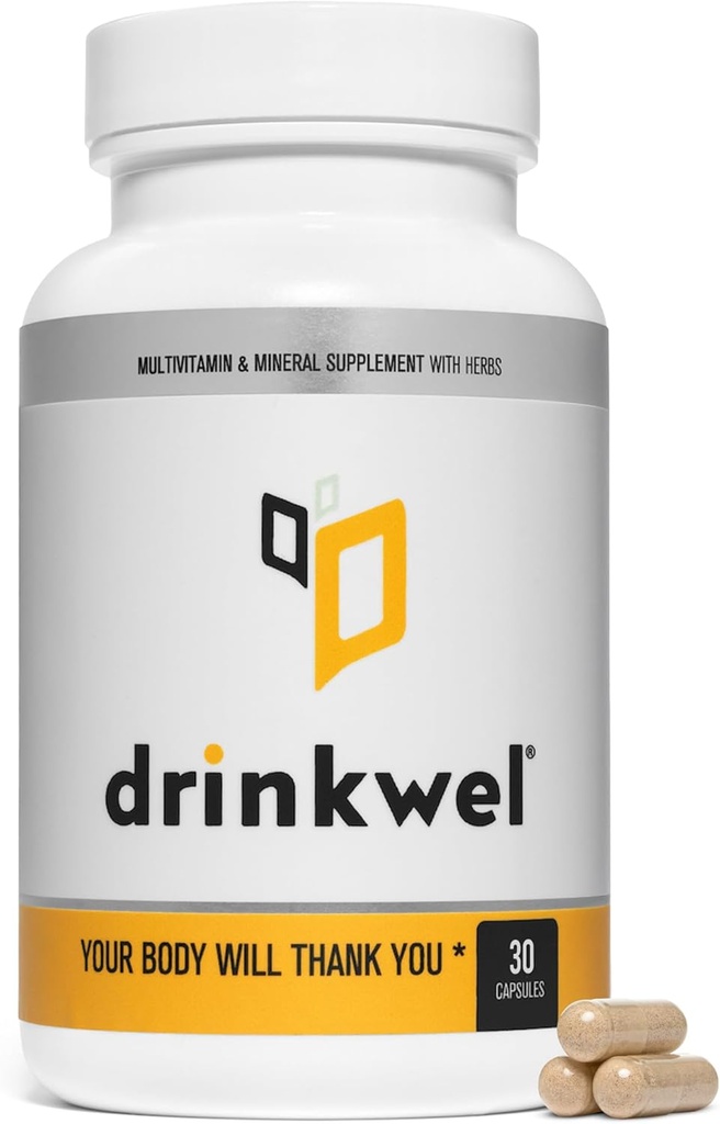 Drikkwel Bedre morgener - Premium Multivitamin Supplement - Lever Rengøring, immunsupport- Mælk tidsel, C-vitamin, zink, Magnesium - 30 Greve