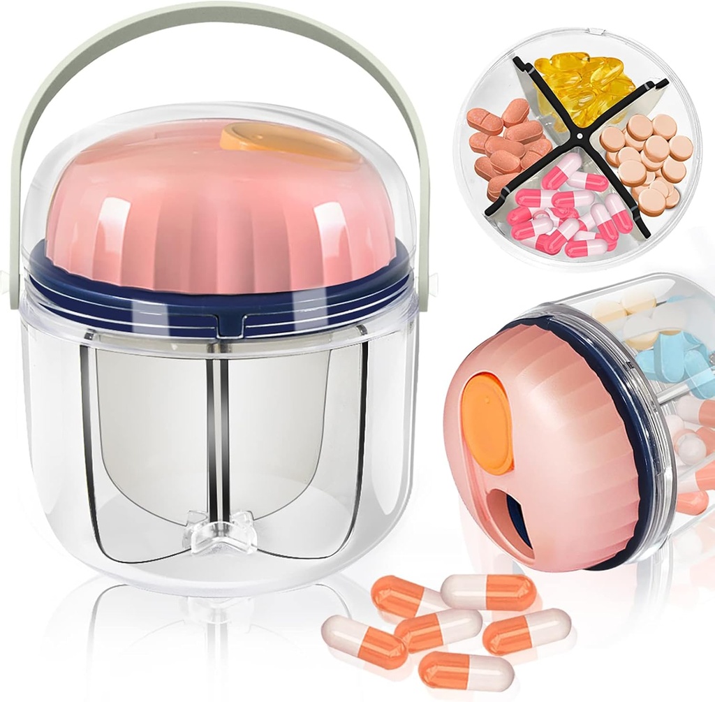 Portable Pill Box, GloDeals Weekly Pill Organizer 7-Day Travel Medicine Organizer BPA Gratis Fugt Bevis Portable Medicine Container for Vitaminer, Fiskeolier, Kosttilskud (Pink-)