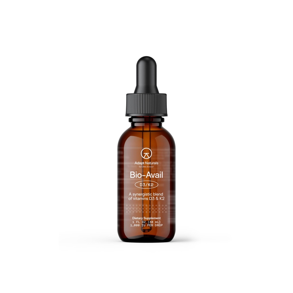 Adapt Naturals Vitamin D3 K2 1000 IE tillæg med MCT Oil, Bioavailable Highly Absorbable Liquid Formel, Overcome Vitamin D Mangel, Support Immunation & Metabolic Health - 1 FL Oz, 600 Servere