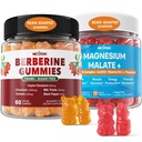 2Pack Berberine Supplement Gummies 1500mg + 2Pack Magnesiummalat med CoQ10- 100mg Gummies