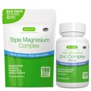 Triple Magnesium Complex 180 Tablets + Zink Complex Vegan Bundle, High Absorption Chelated Magnesium + 25 mg Chelated Zinkpicolinat & Bisglycinat med kobber, ved Igennus
